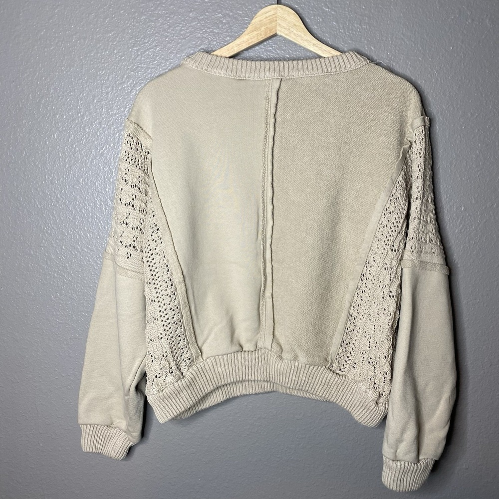 BiBi Sweat Shirt With Crocheted Elements Women's Cropped Size Small - Picture 2 of 5